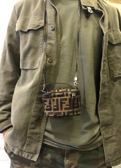 1990s Vintage FENDI Brown Zucca Jacquard Mini Vanity Pouch (Altered)