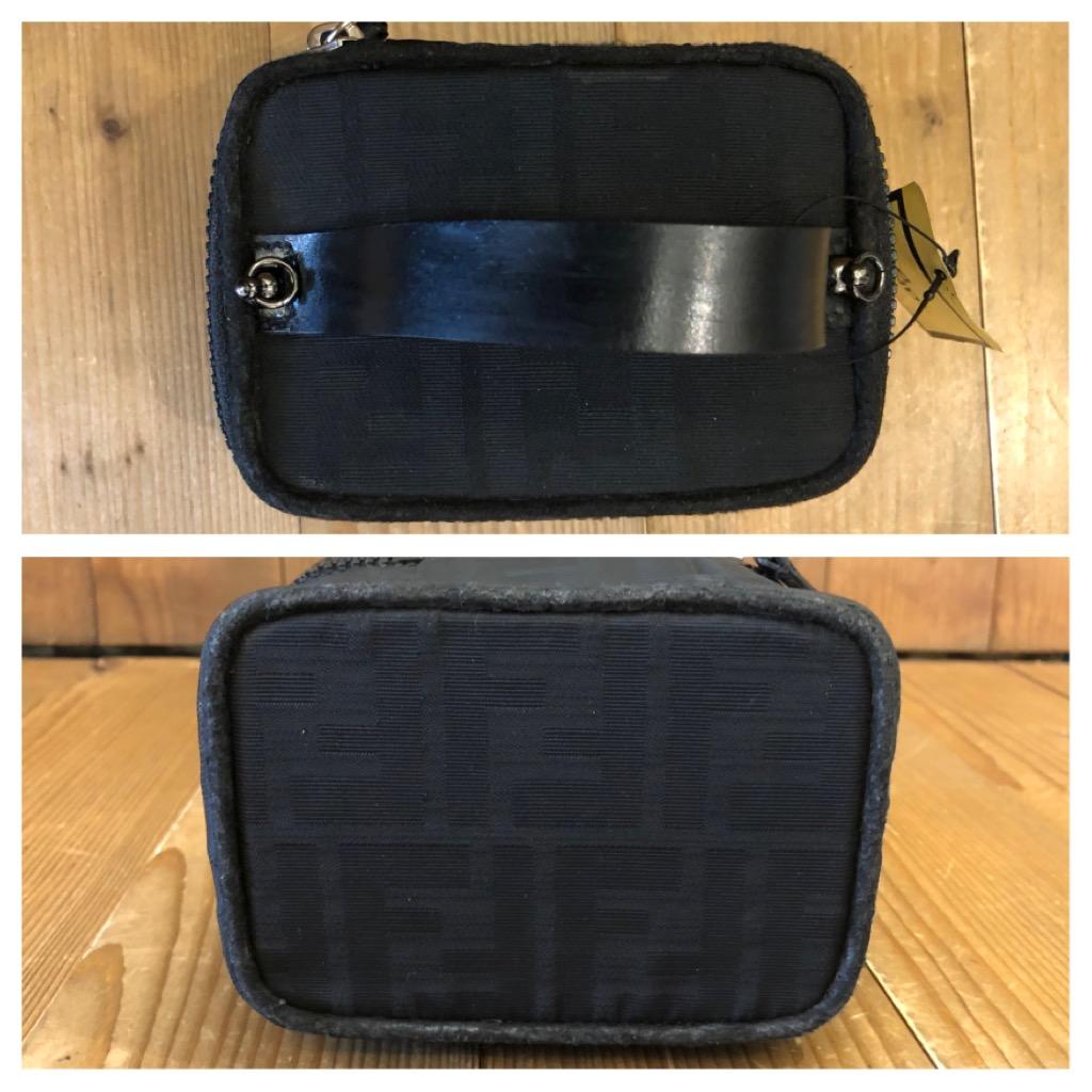 1990s Vintage FENDI Black Zucca Jacquard Mini Vanity Pouch (Modified) In Good Condition For Sale In Bangkok, TH