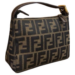Vintage FENDI Brown Zucca Jacquard Mini Pouch Bag Handbag