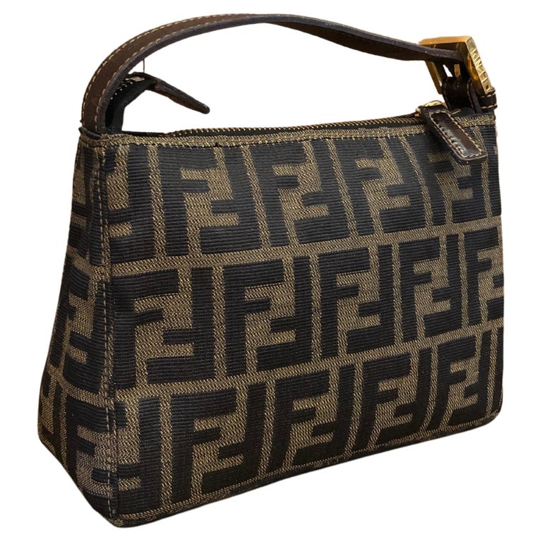 Vintage FENDI Brown Zucca Jacquard Mini Bag Handbag 1stDibs | fendi purse brown, fendi small bag vintage, hand pouch bag