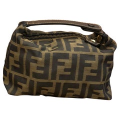 1990s Vintage FENDI Brown Zucca Jacquard Mini Pouch Handbag