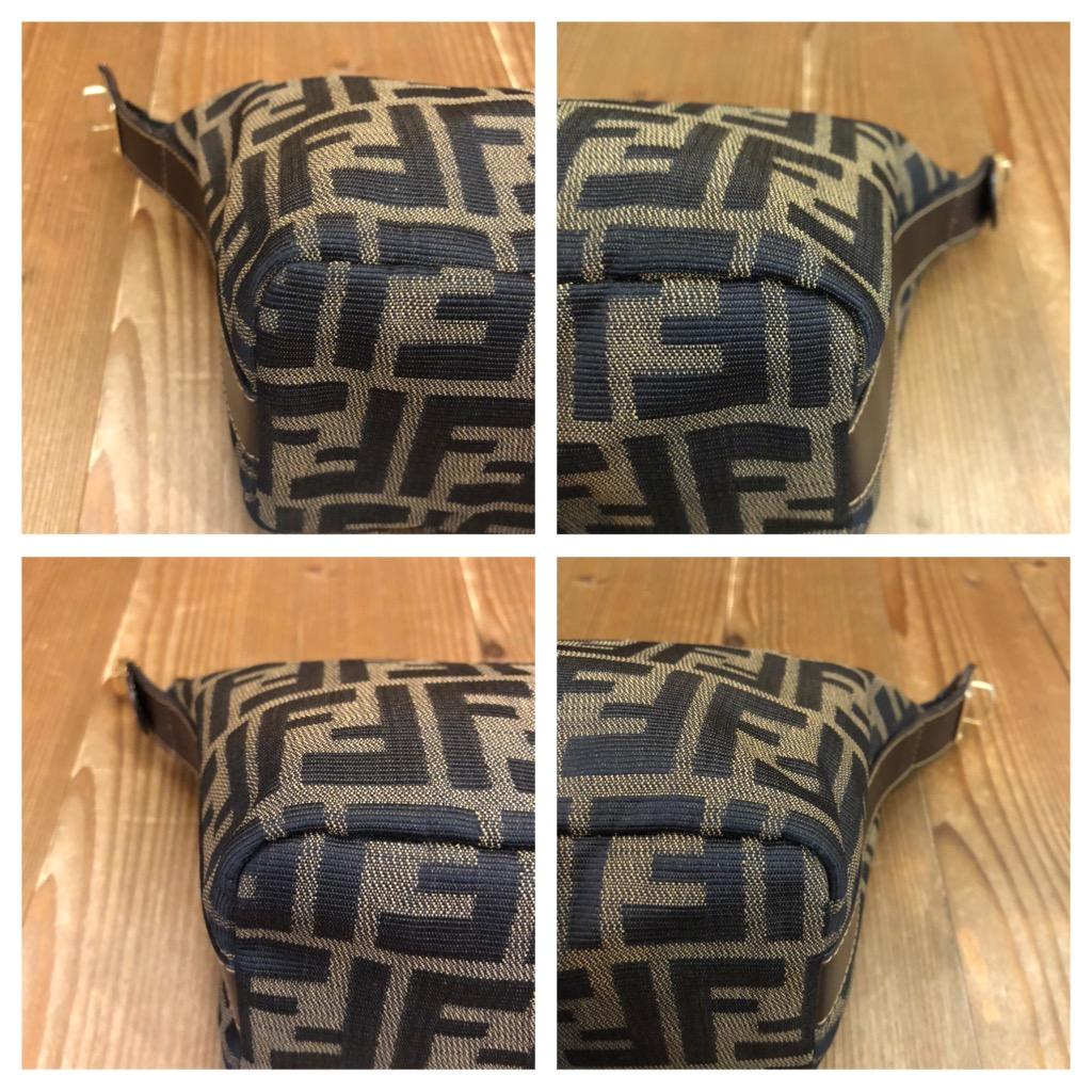 Black 1990s Vintage FENDI Brown Zucca Jacquard Mini Vanity Pouch with Gold HW