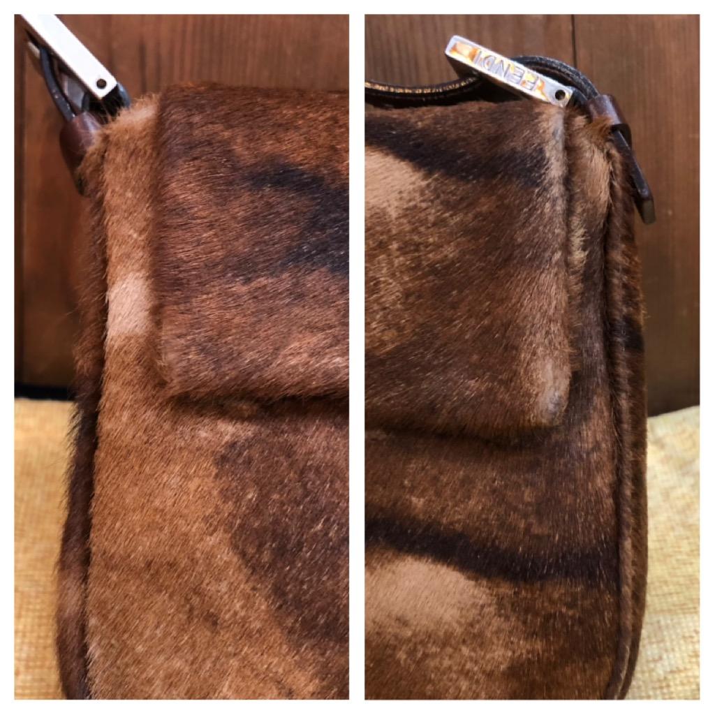 1990s Vintage FENDI Cow Leather Baguette Handbag Brown For Sale 3