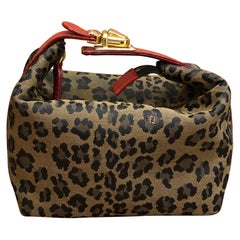1990s Vintage FENDI Leopard Jacquard Mini Vanity Pouch GHW