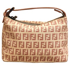 1990s Vintage FENDI Pink Zucchino Jacquard Mini Pouch Bag