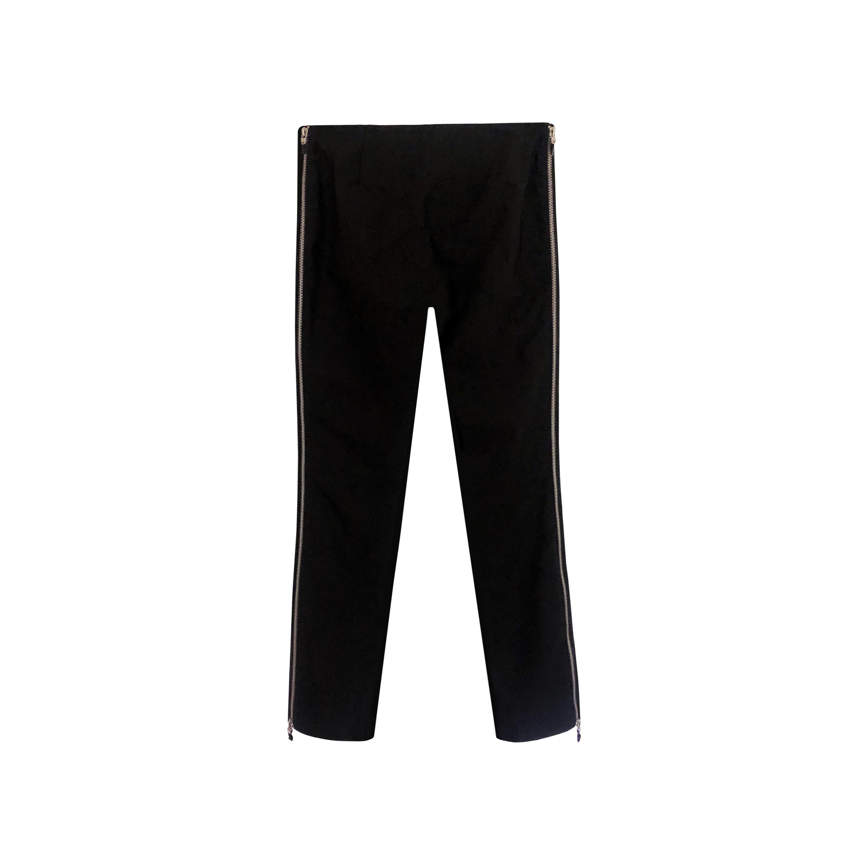 1990s Vintage - Fitted Side Zip Trousers - Double Ended Silver Side Zips In Good Condition For Sale In KENT, GB