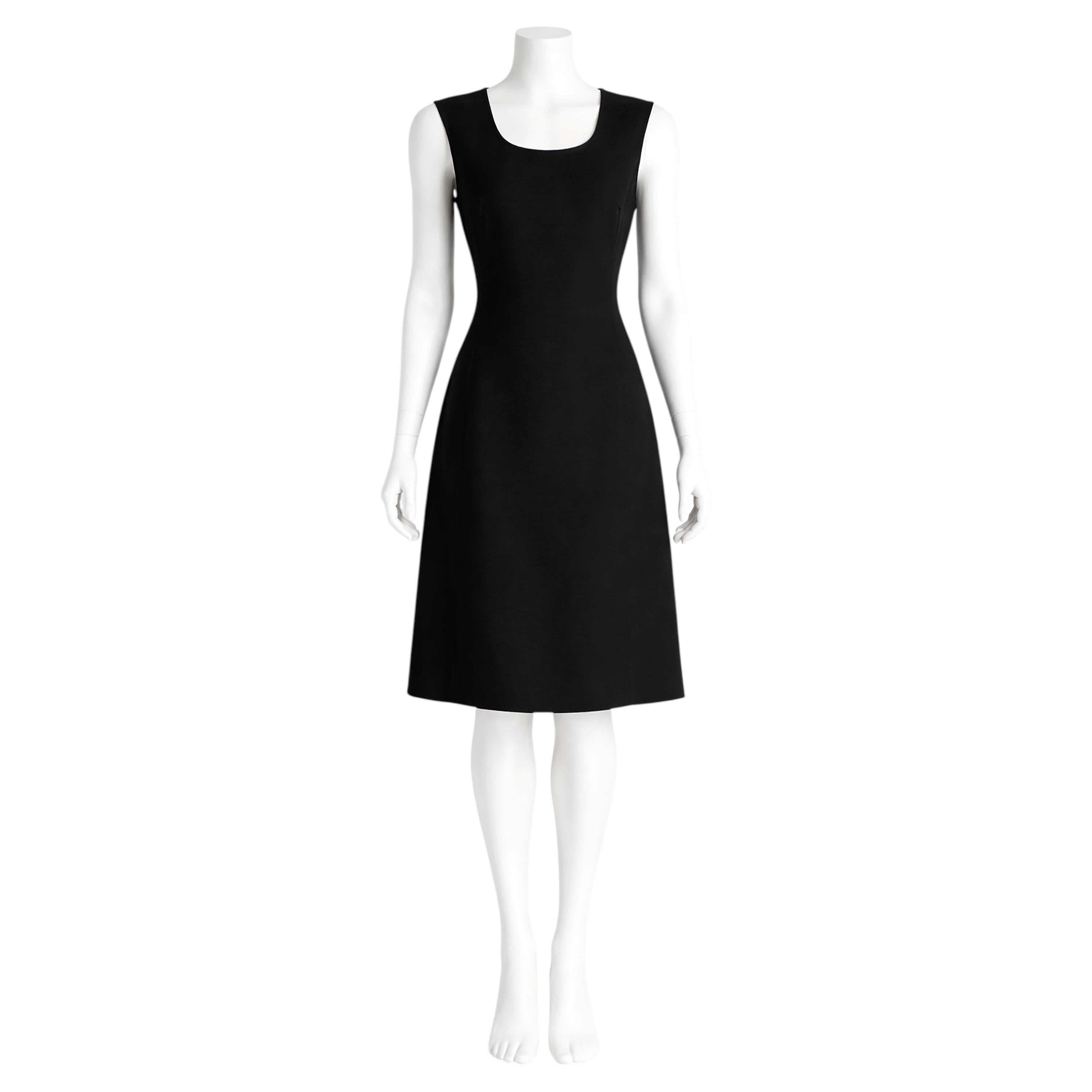 1990s Vintage Gianni Versace Black Wool Blend Sleeveless Jumper Dress