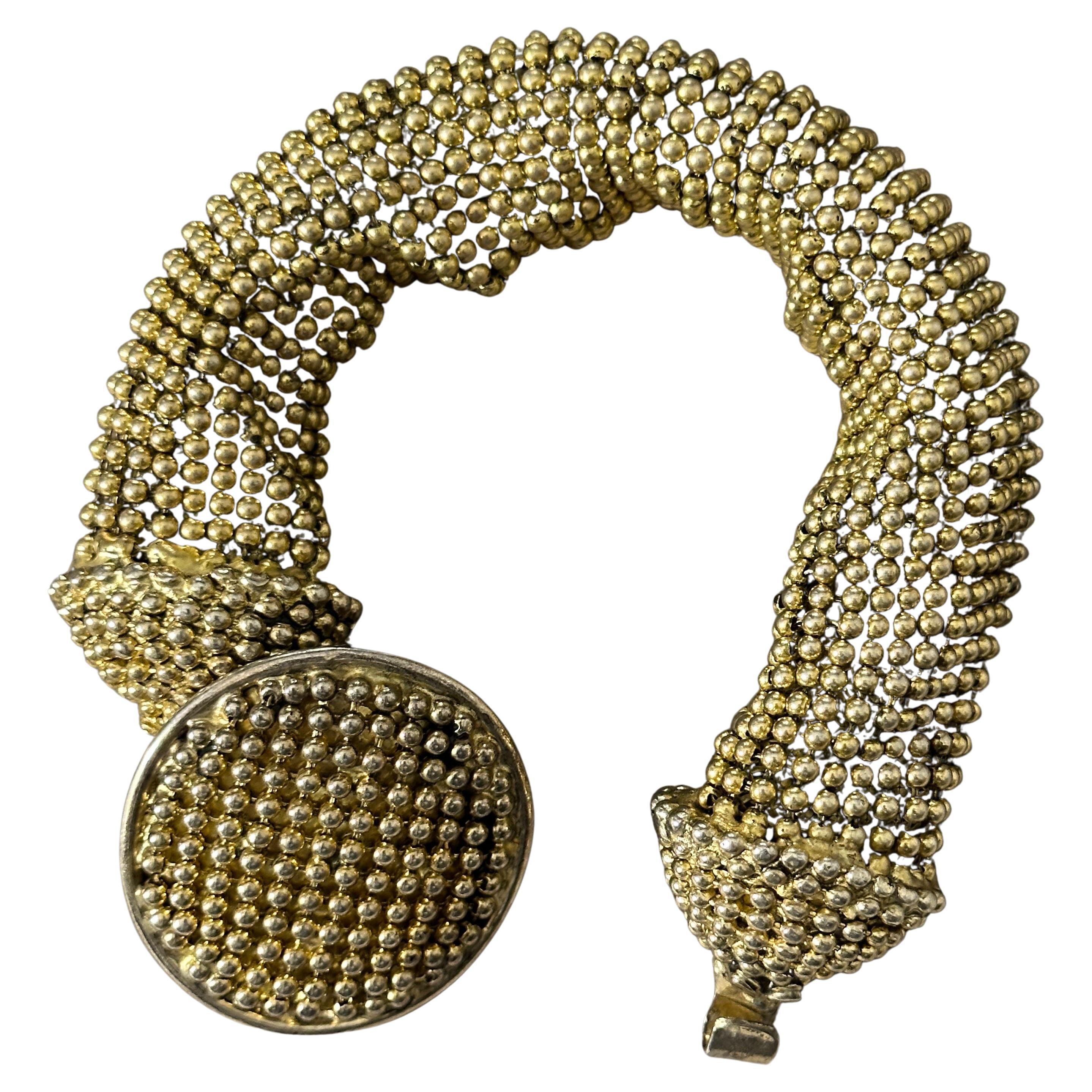 1990s Vintage Gilded Metal Bracelet by Giorgio Armani For Sale