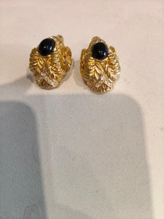 Vintage 1990s Gold Tone Aries Clip-On Earrings, Unisex Design