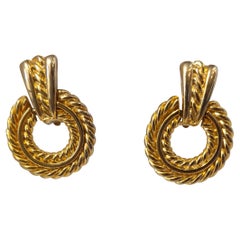 Vintage 1990s Gold Tone Clip-On Earrings, Unisex, Excellent Condition