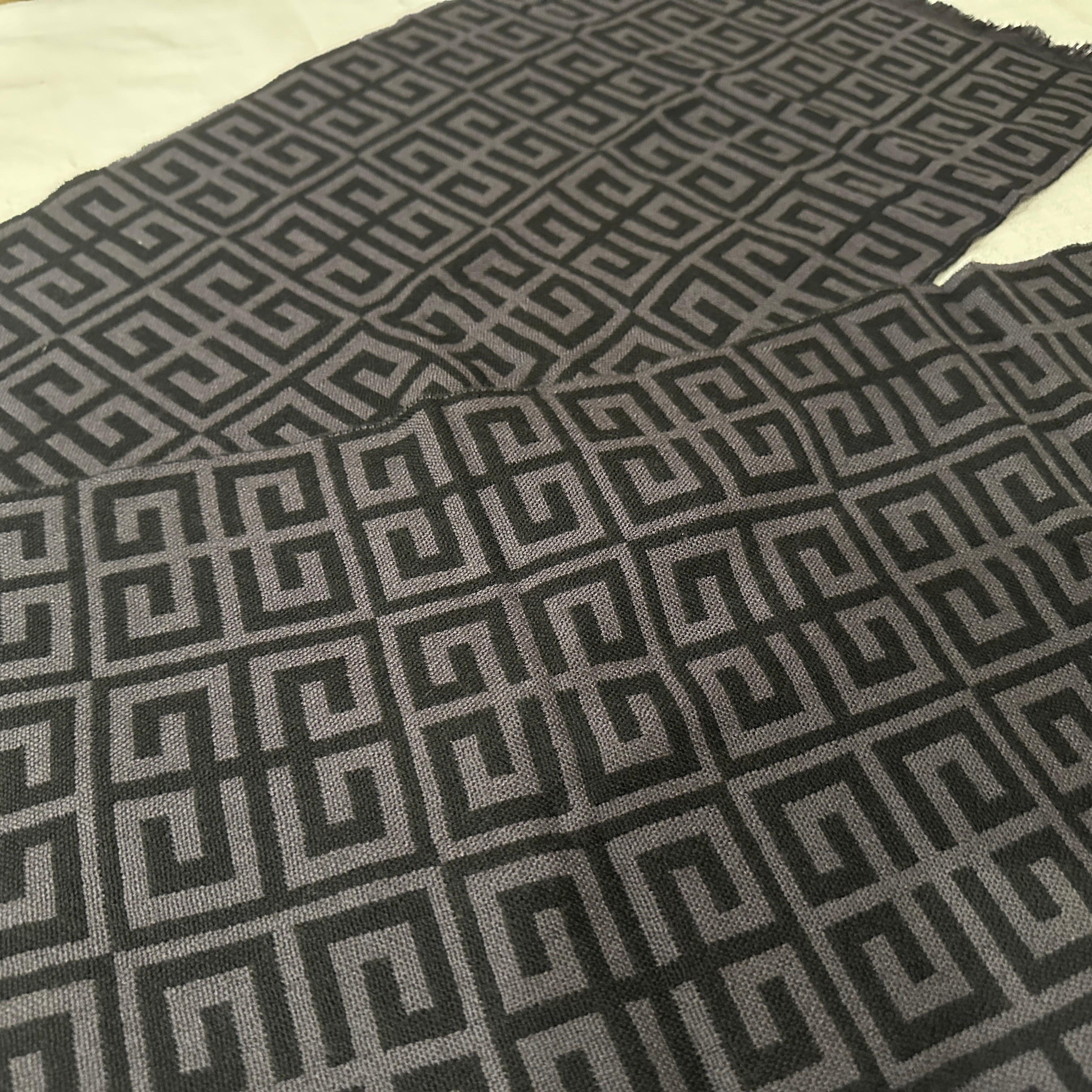 1990s Vintage Grey and Black Wool Continuous Logo Scarf by Givenchy For Sale 4