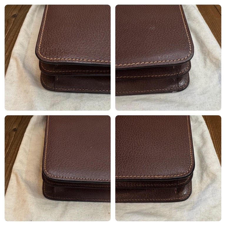 1990s Vintage GUCCI Bamboo Document Bag Briefcase Pigskin Leather