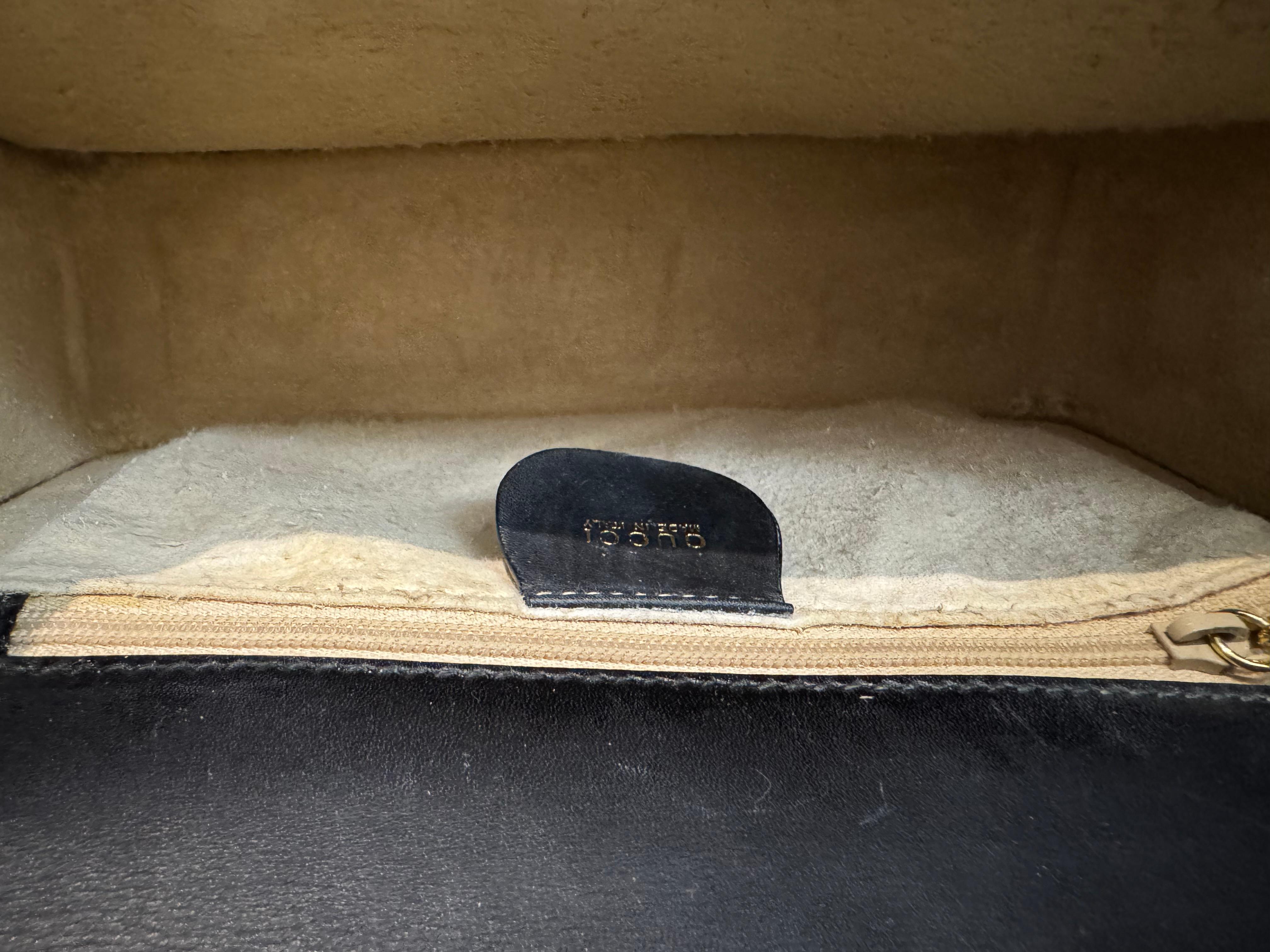1990 Vintage GUCCI Sac à main en bambou tissé Beige Noir en vente 3