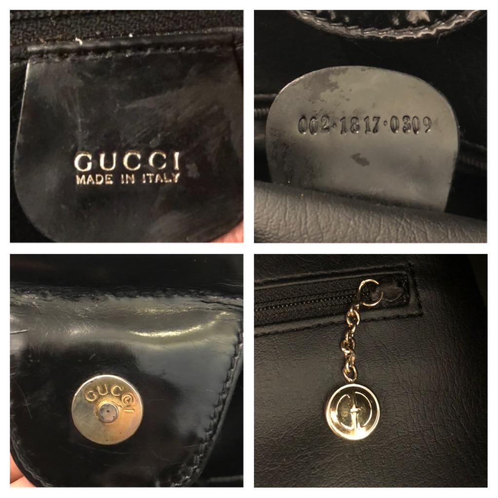 1990er Jahre Vintage GUCCI Kalbsleder Bambus Ring Tote Umhängetasche Schwarz im Angebot 3