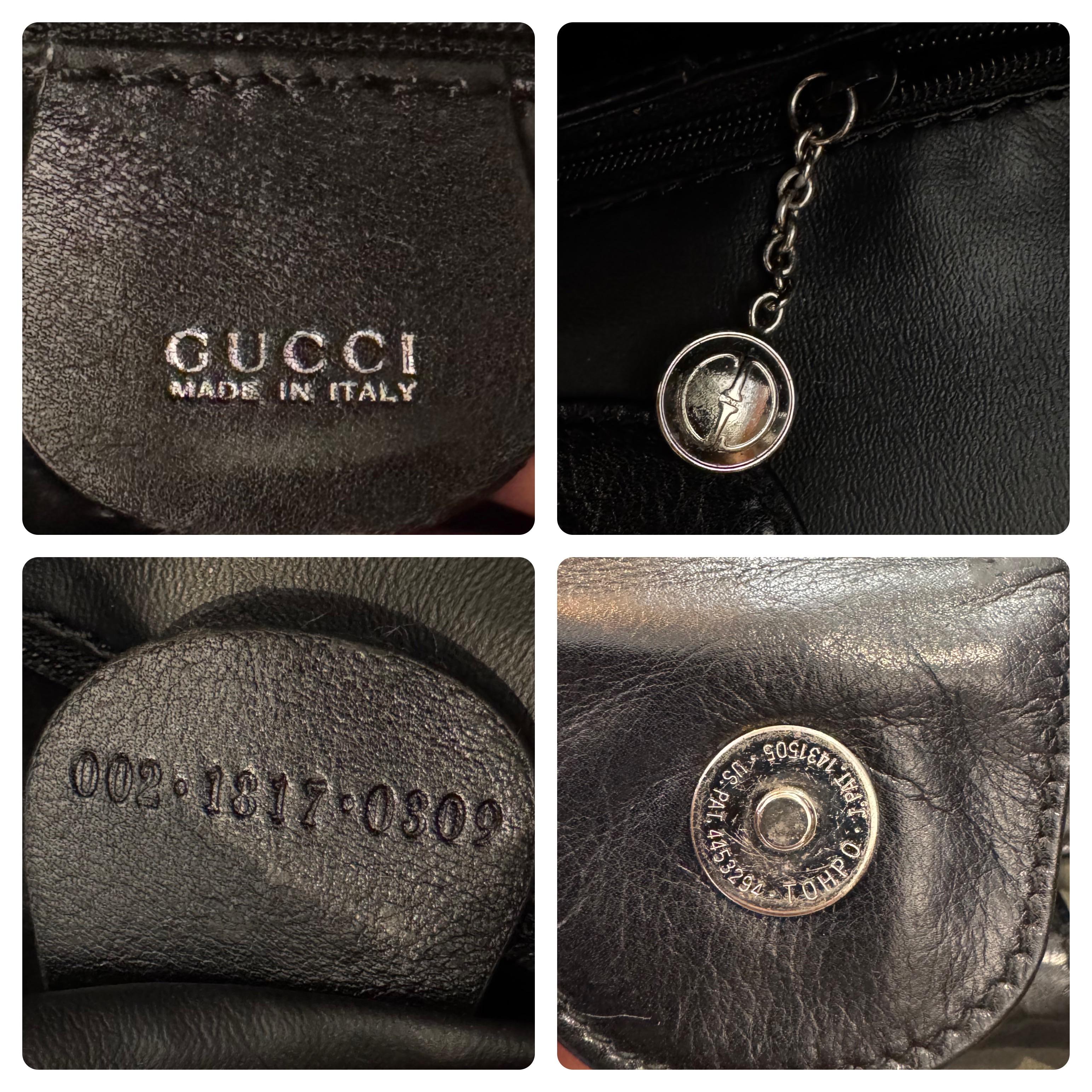 1990s Vintage GUCCI Calfskin Leather Bamboo Ring Tote Shoulder Bag Black For Sale 4