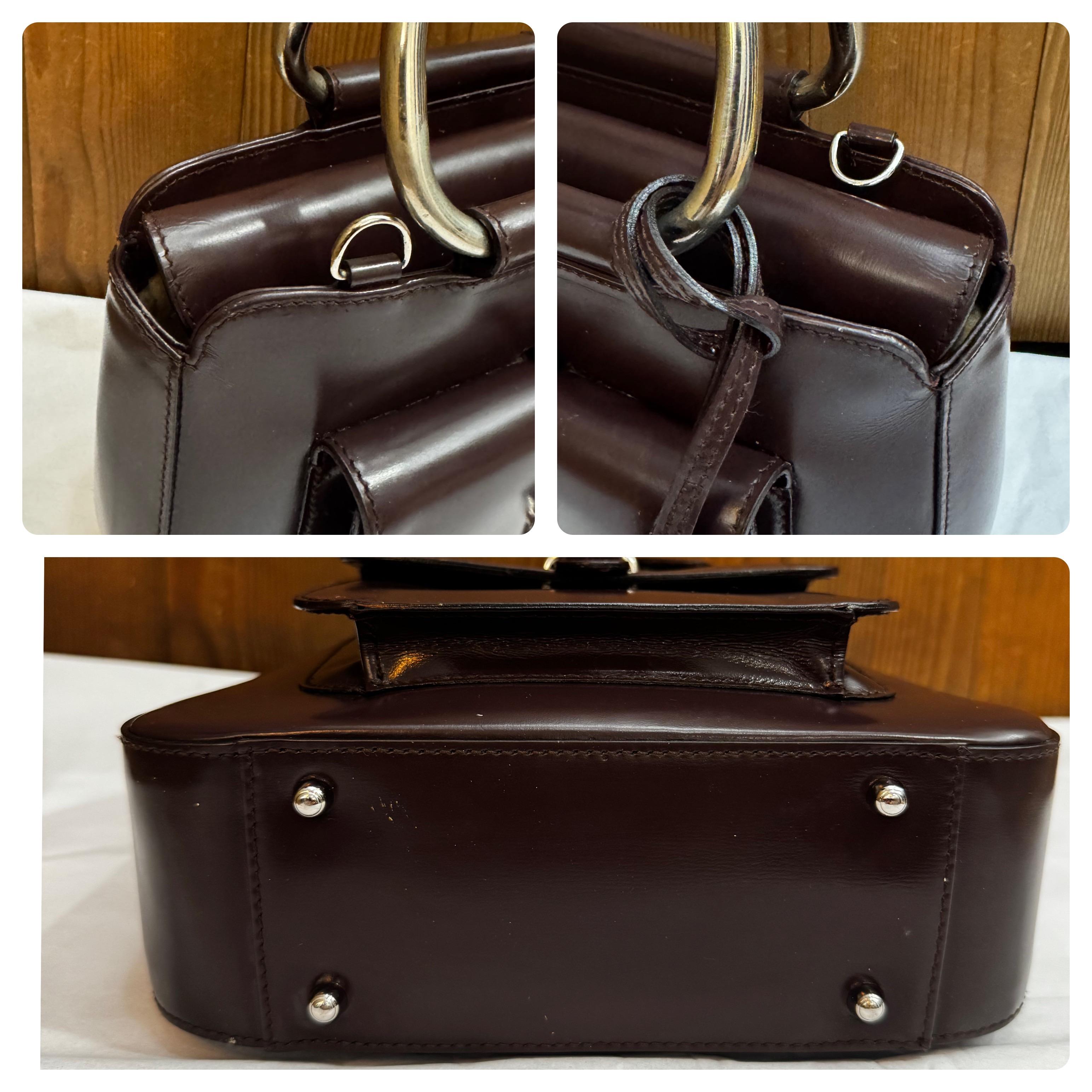 Women's or Men's 1990s Vintage GUCCI Calfskin Leather Tote Bag Chocolate Small