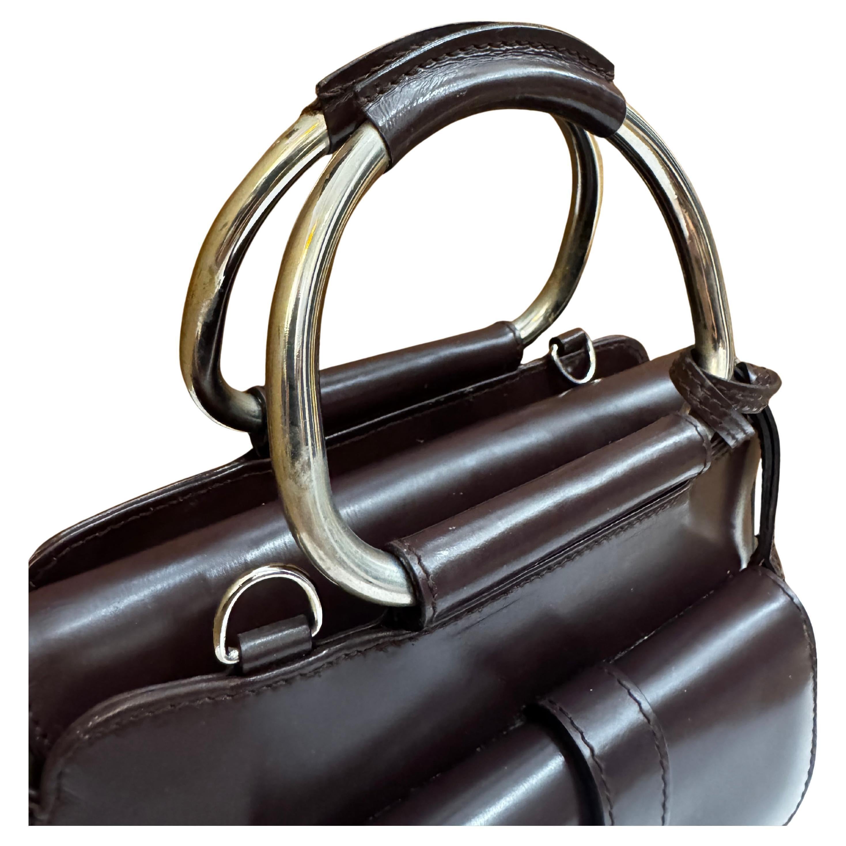 1990s Vintage GUCCI Calfskin Leather Tote Bag Chocolate Small 2