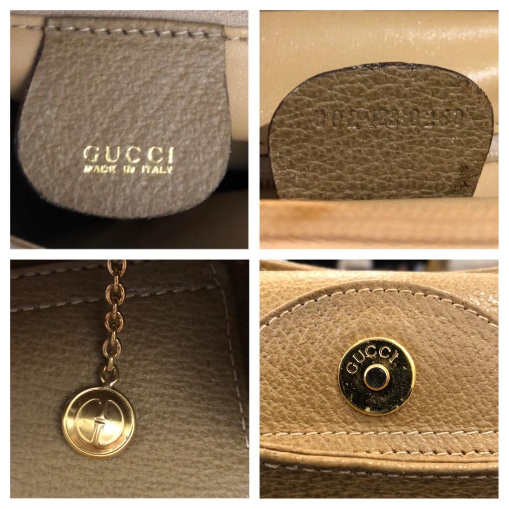1990s Vintage Gucci Khaki Leather Bamboo Tote Diana Tote Bag (Medium) 2