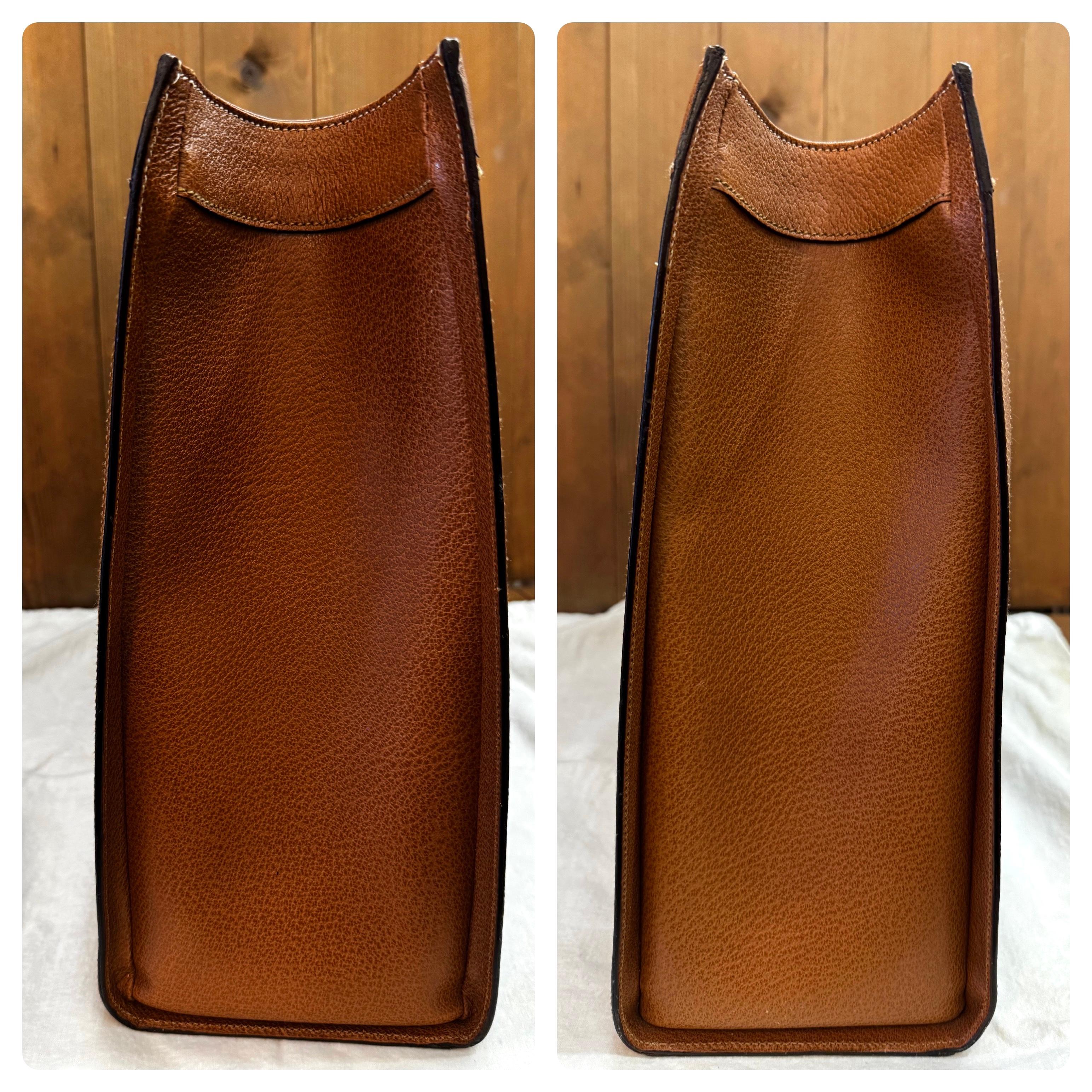 1990s Vintage GUCCI Bamboo Tote Diana Tote Bag Leather Caramel Large 4