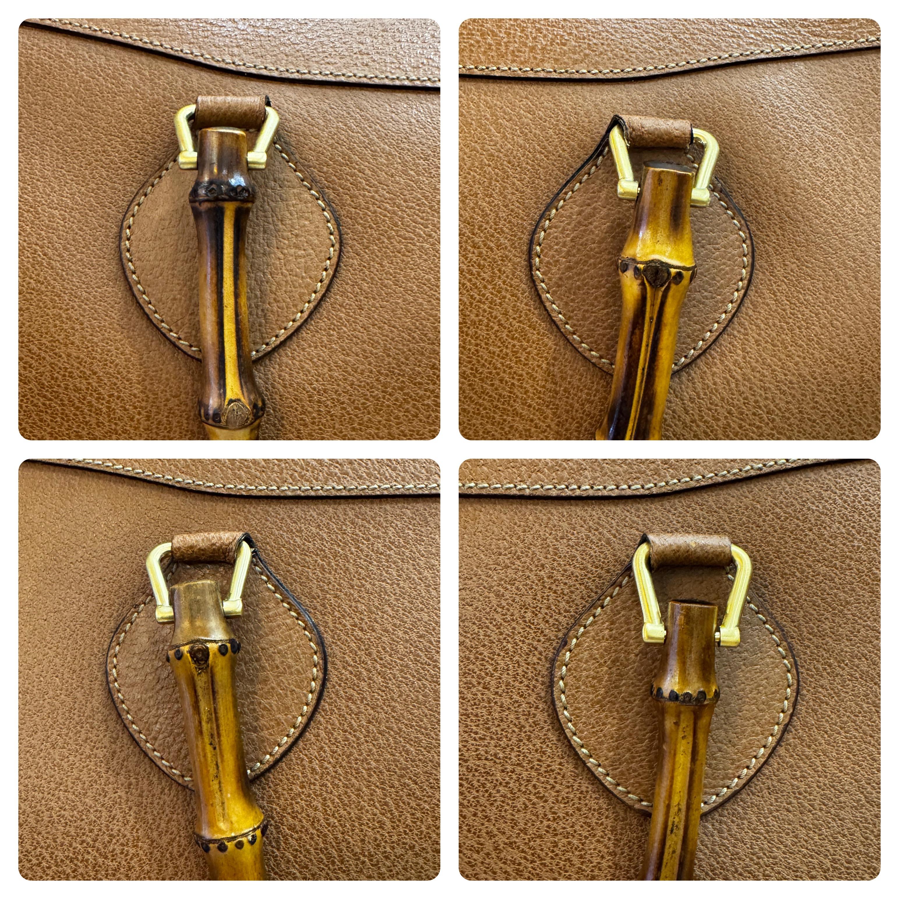 1990s Vintage GUCCI Bamboo Tote Diana Tote Bag Leather Caramel Large In Good Condition In Bangkok, TH