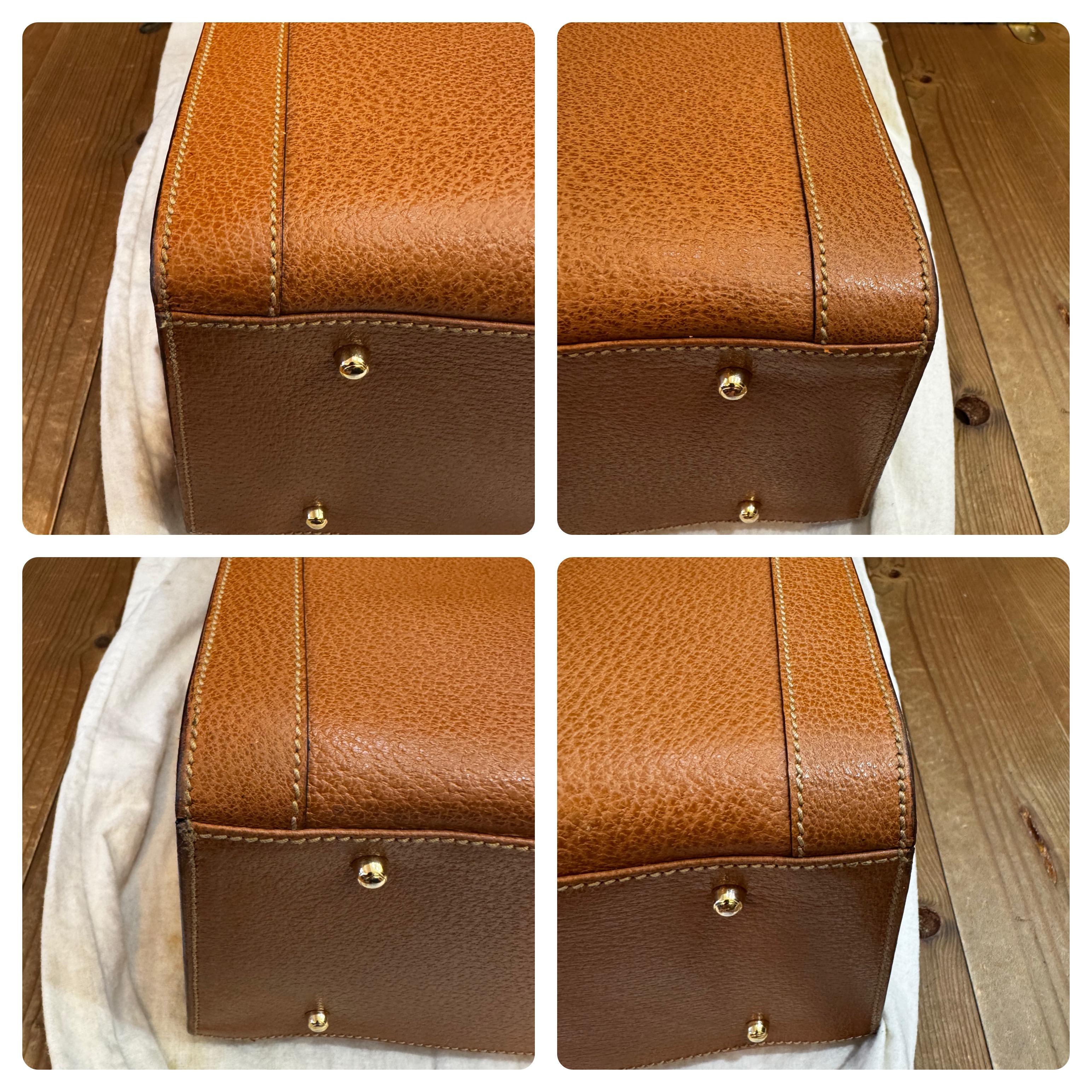 1990s Vintage GUCCI Bamboo Tote Diana Tote Bag Leather Caramel Large 1