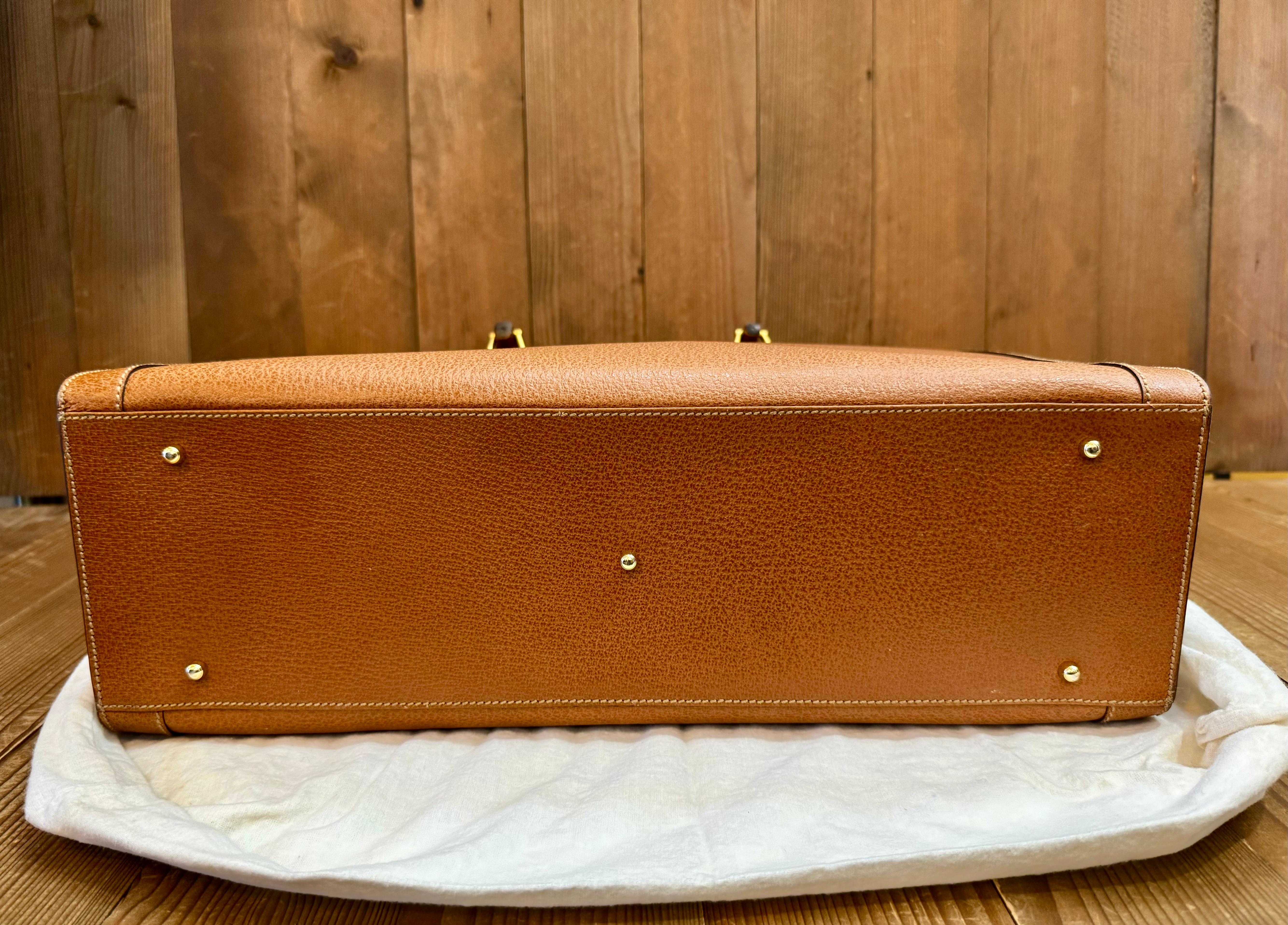 1990s Vintage GUCCI Bamboo Tote Diana Tote Bag Leather Caramel Large 3
