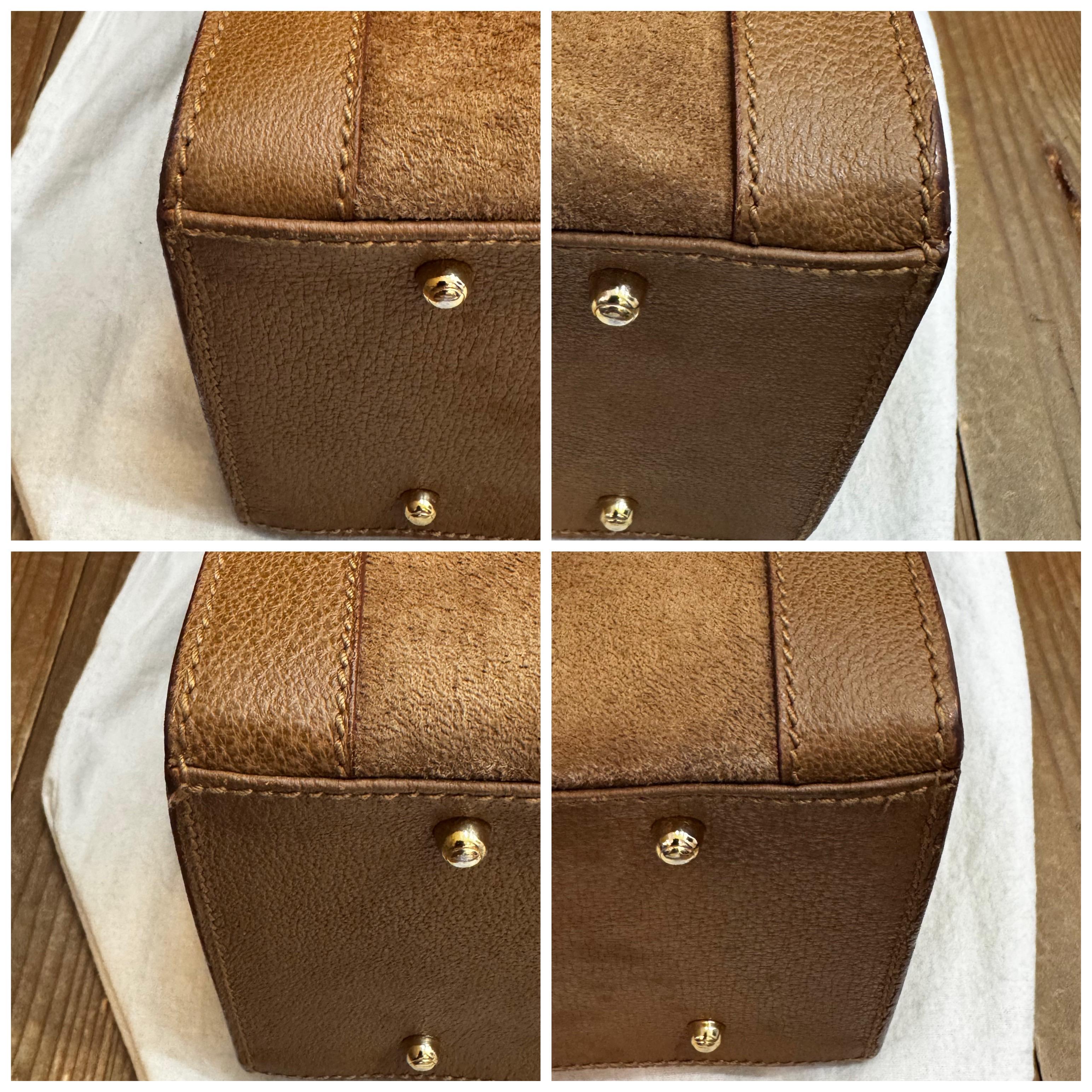 1990s Vintage GUCCI Large Diana Tote Bamboo Tote Bag Nubuck Leather Brown 7