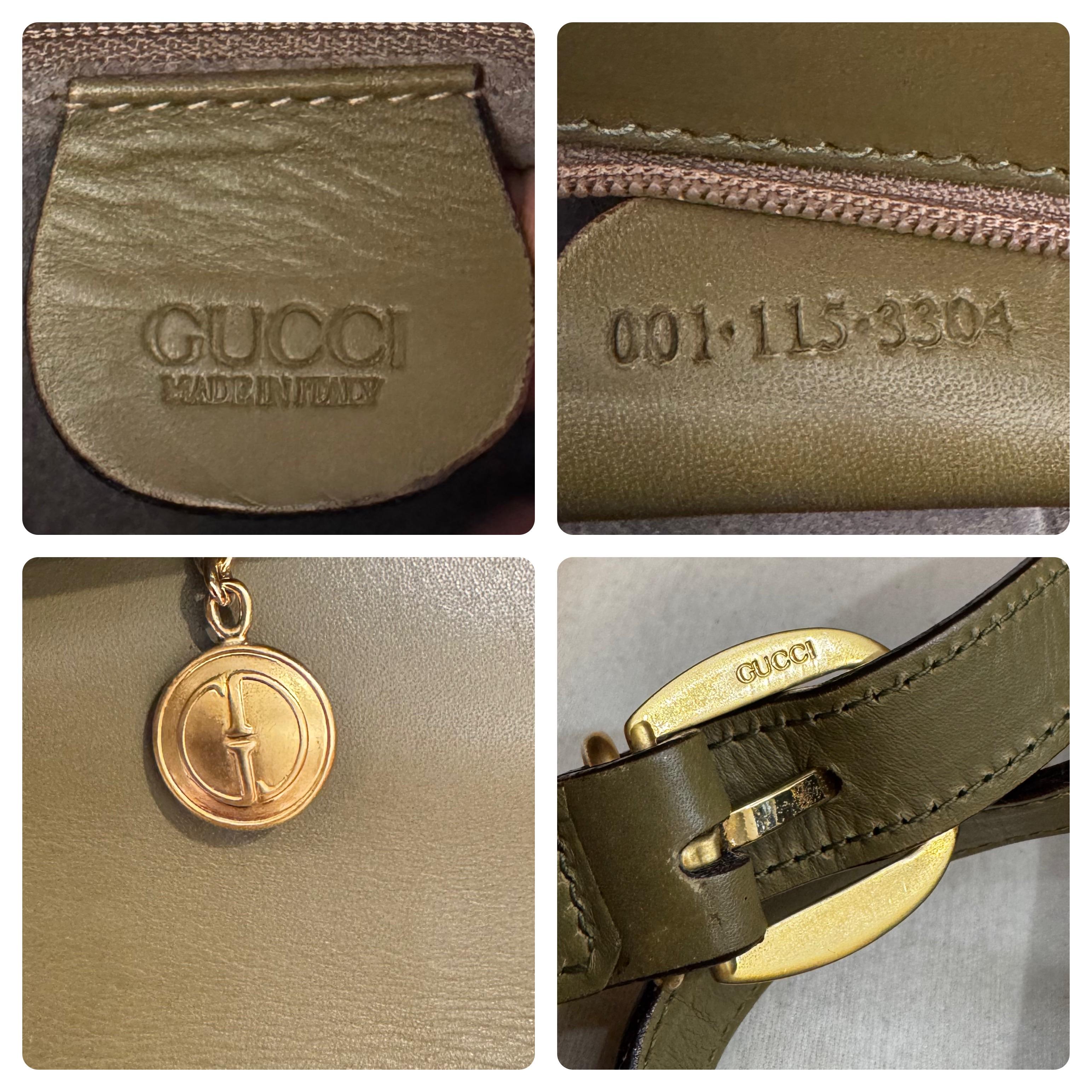 1990 Vintage GUCCI Leather Crossbody Bag Calfskin Green en vente 3