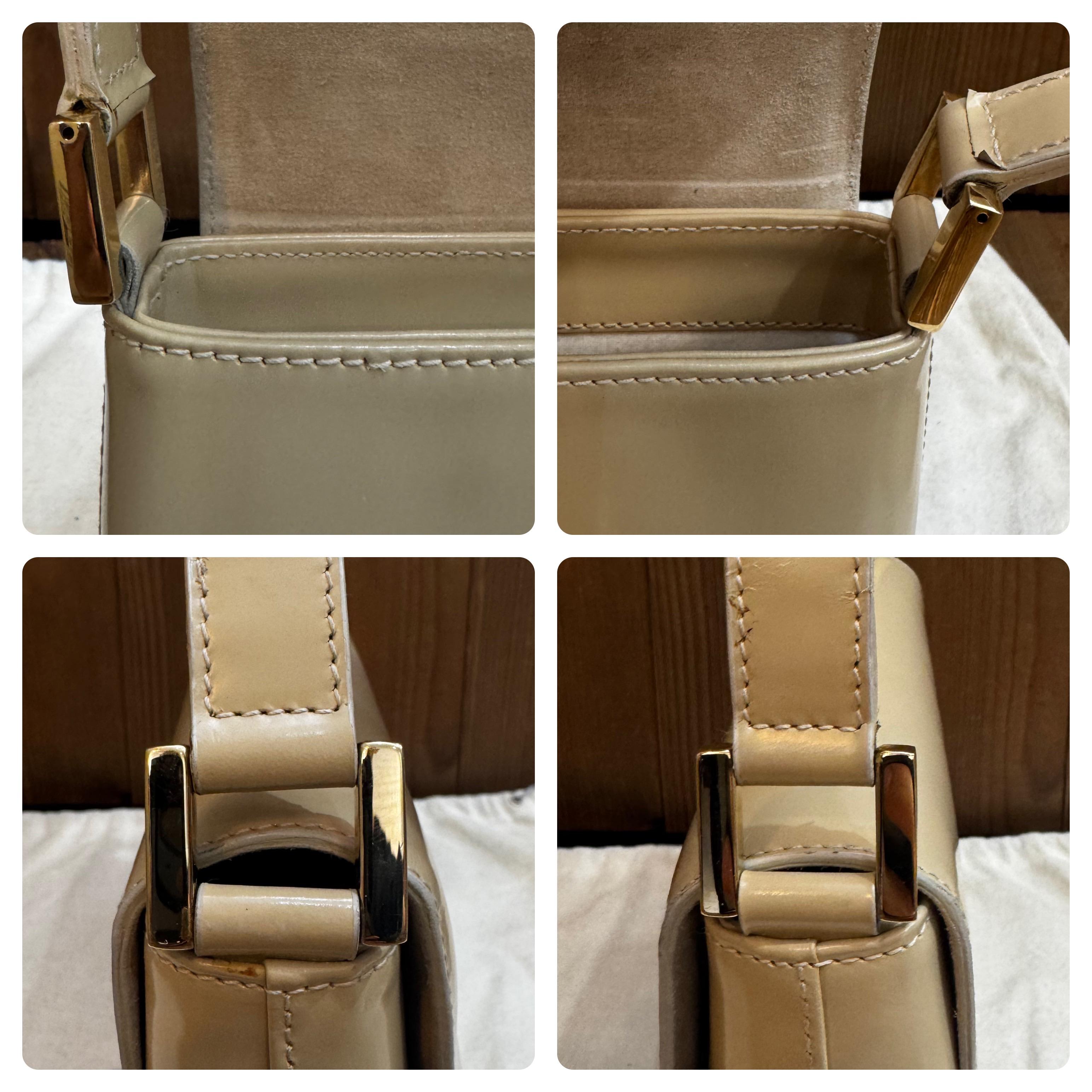 1990s Vintage GUCCI Bolsa de hombro de cuero Beige Pequeño en venta 1