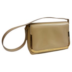 1990s Vintage GUCCI Bolsa de hombro de cuero Beige Pequeño