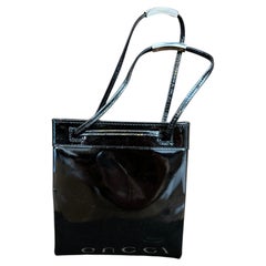 Borsetta vintage Gucci degli anni '90 in micro pelle verniciata, nera