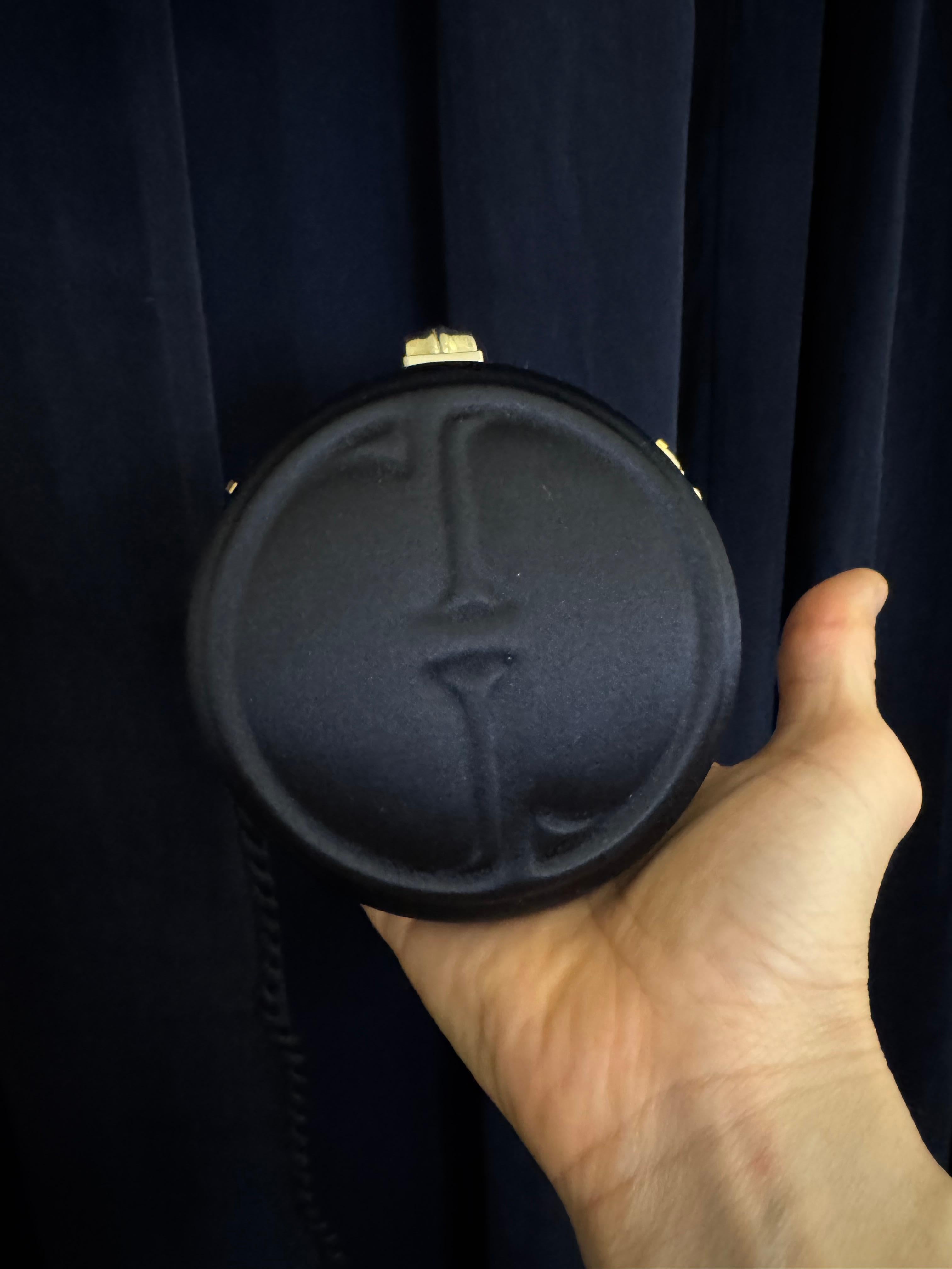 1990s Vintage GUCCI Micro Satin Bamboo Box Clutch Bag Black Mini For Sale 6