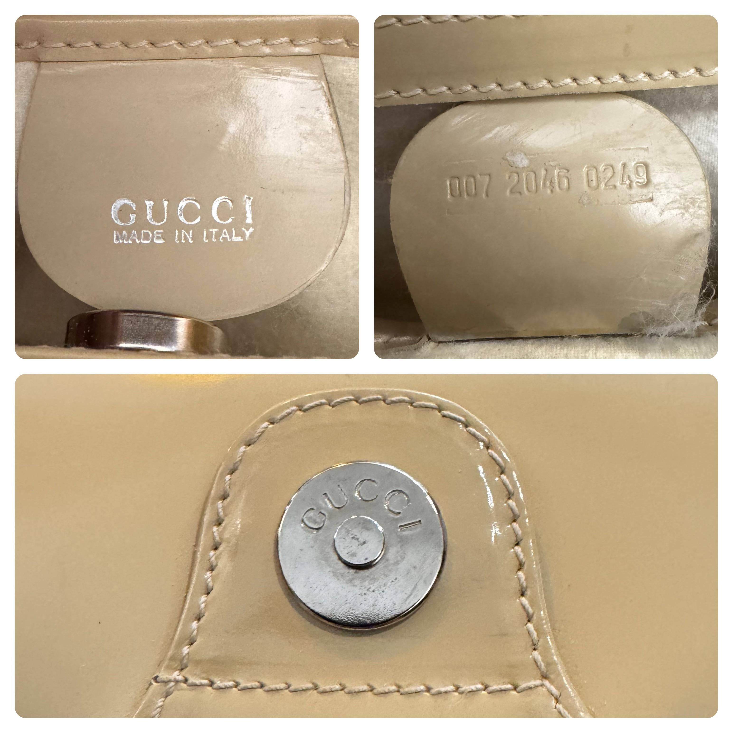 1990s Vintage GUCCI Mini Hobo Handbag Calfskin Leather Beige 3