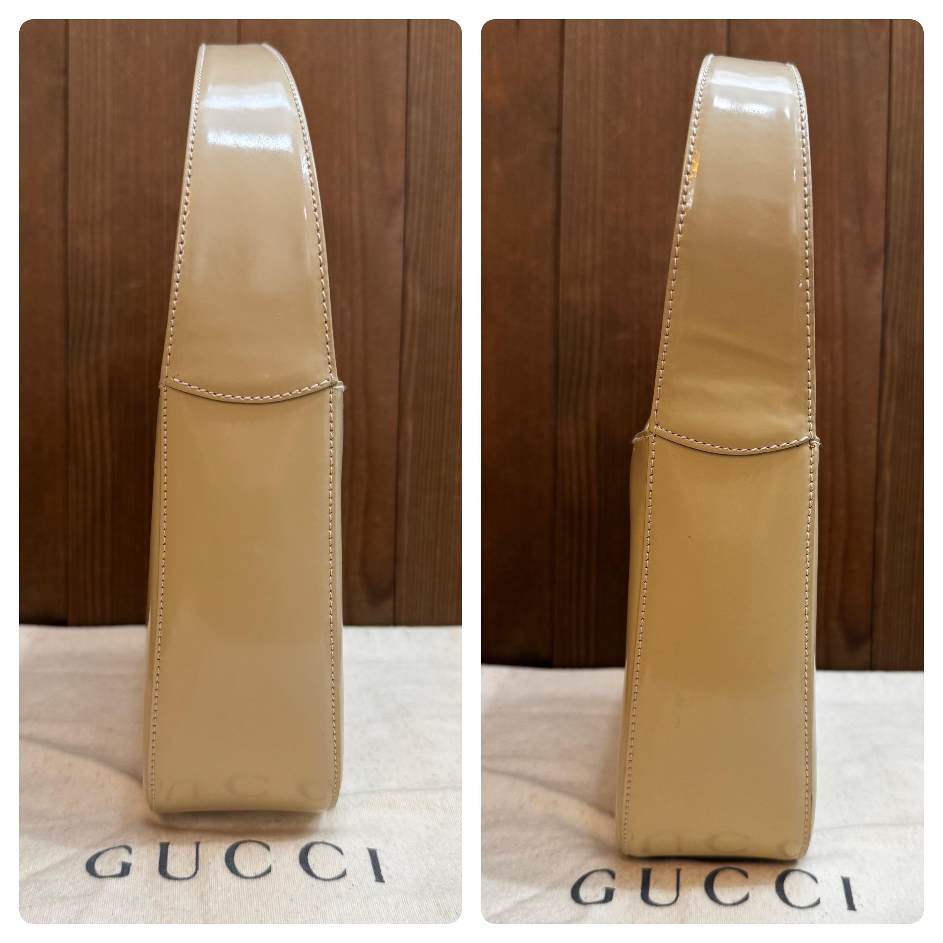 1990s Vintage GUCCI Mini Hobo Handbag Calfskin Leather Beige 4