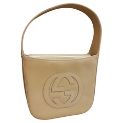 1990s Vintage GUCCI Mini Hobo Handbag Calfskin Leather Beige