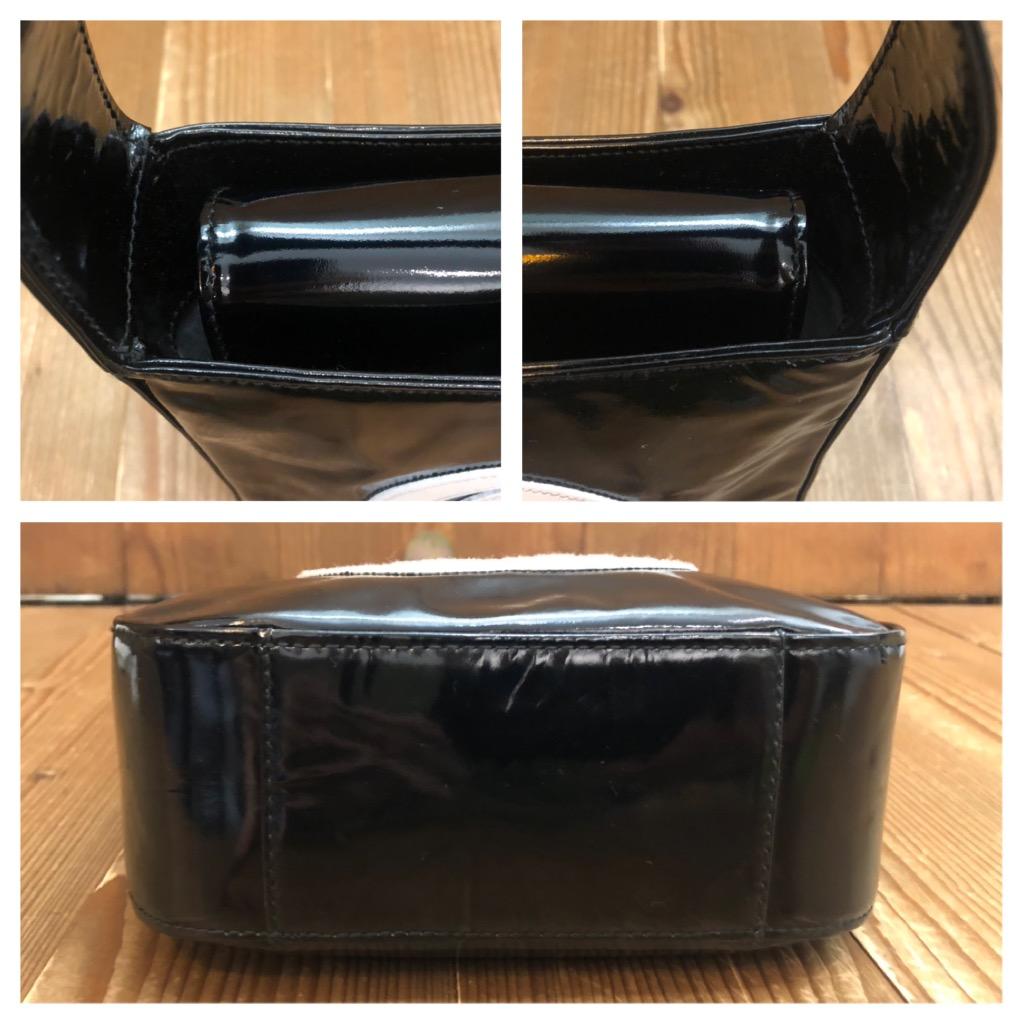 1990er Vintage GUCCI Mini Hobo Handtasche aus Lackleder in Schwarz  im Angebot 1