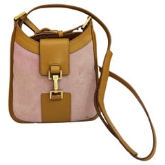 1990s Vintage GUCCI Mini Jackie Nubuck Crossbody Bag Pink Khaki