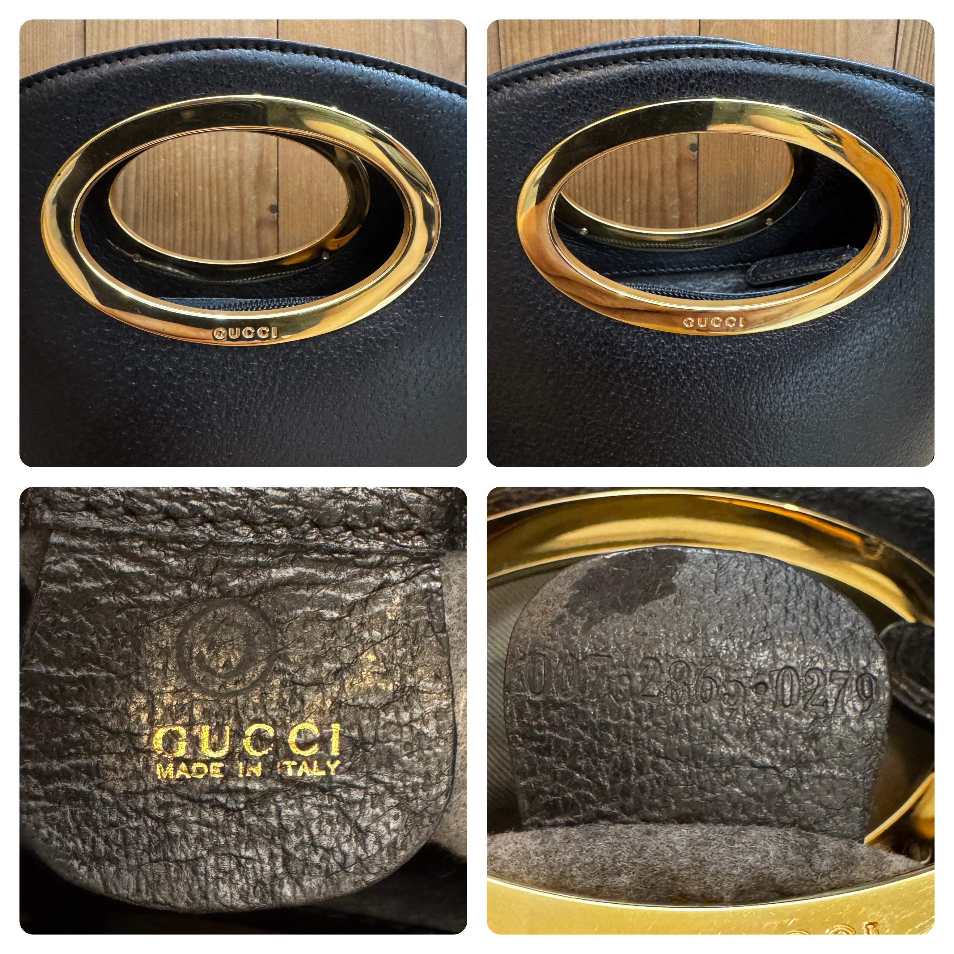 1990s Vintage GUCCI Mini Two-Way Bucket Crossbody Handbag Pigskin Leather Black In Good Condition In Bangkok, TH