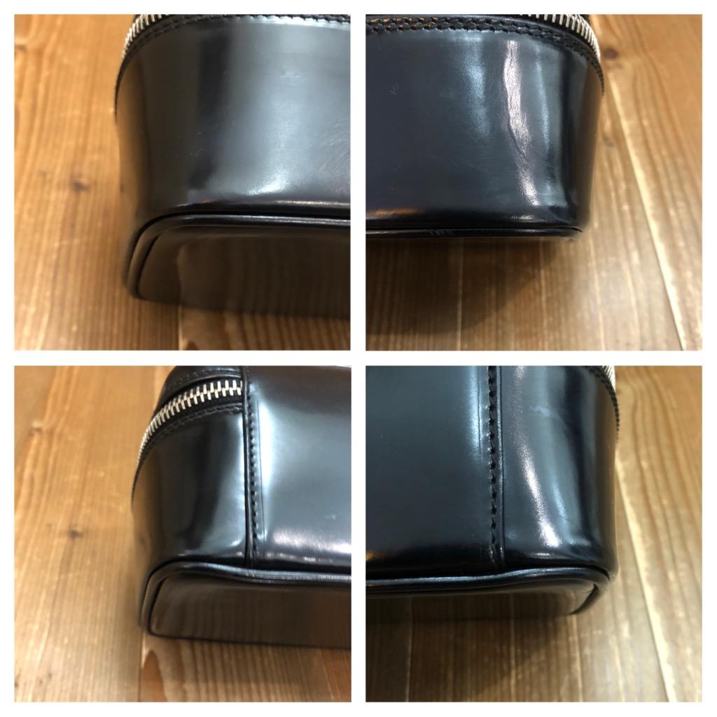 1990s Vintage GUCCI Mini Vanity Case Hand Bag Polished Leather Black 1