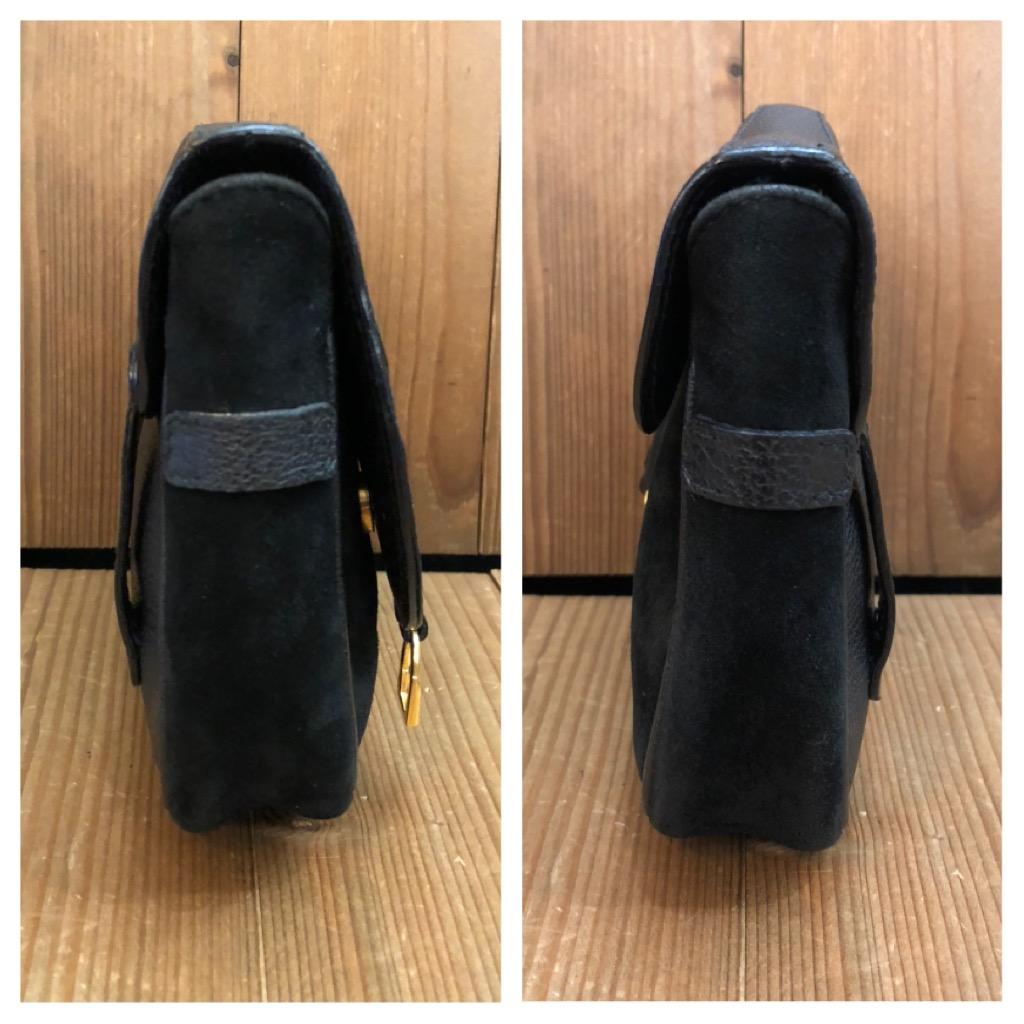 1990s Vintage GUCCI Mini Nubuck Leather Saddle Belt Bag Black  For Sale 2