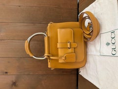 1990s Vintage GUCCI Mini Two-Way Leather Crossbody Bag Mustard
