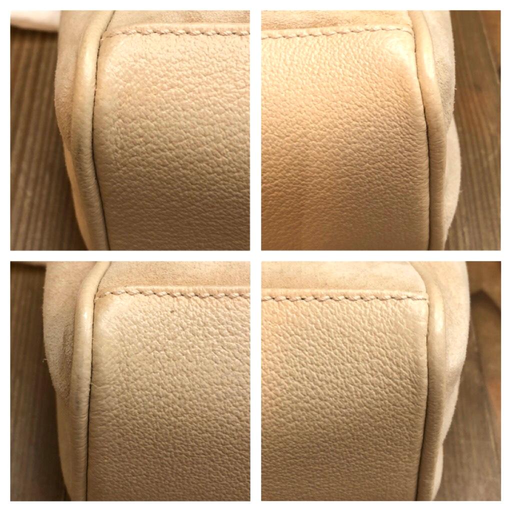 1990s Vintage GUCCI Mini Nubuck Leather Bamboo Two-Way Crossbody Handbag Beige 4