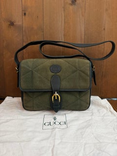 1990s Vintage GUCCI Nubuck Camera Bag Green Unisex