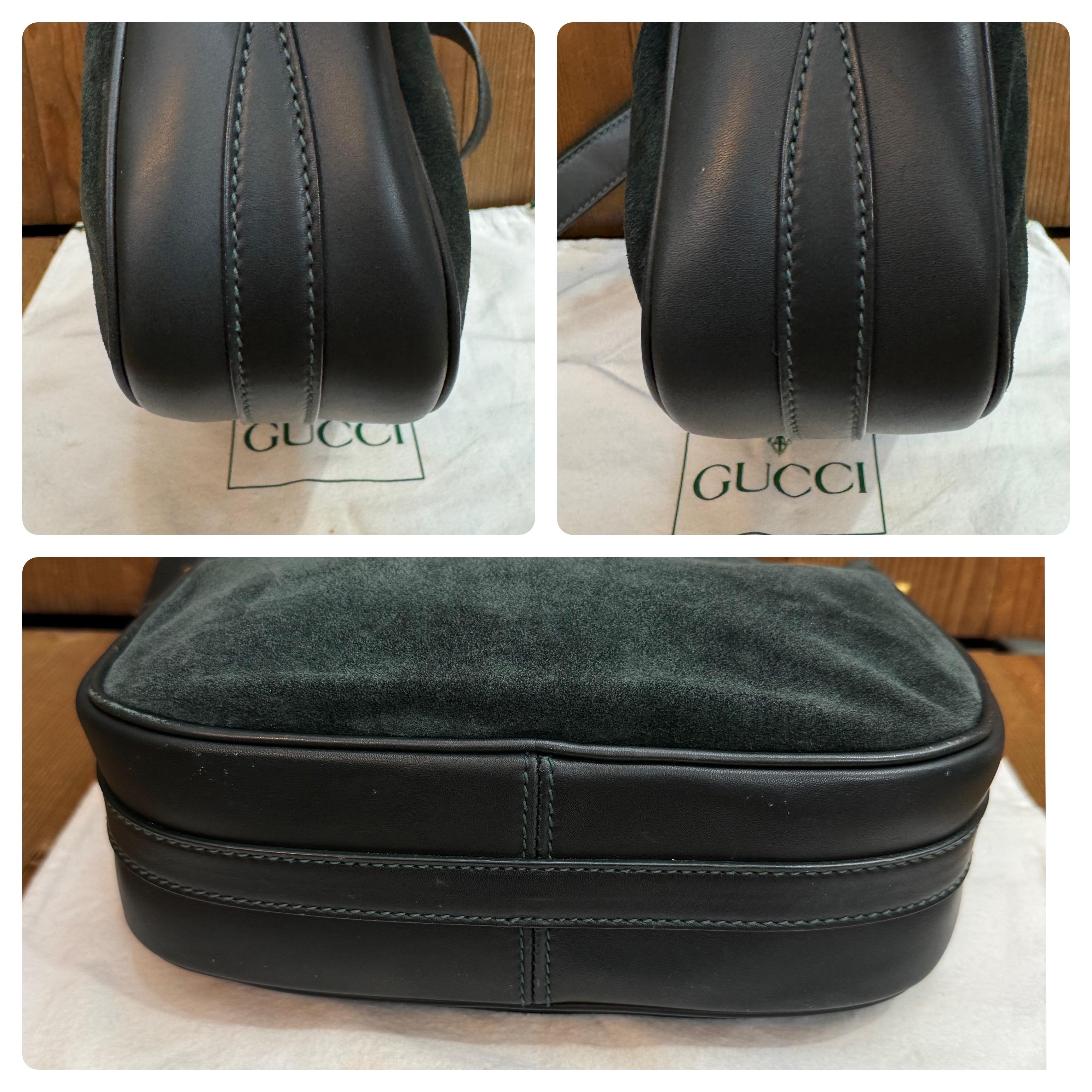 GUCCI, sac pour appareil photo vintage vert unisexe avec mors de cheval, années 1990 Pour femmes en vente