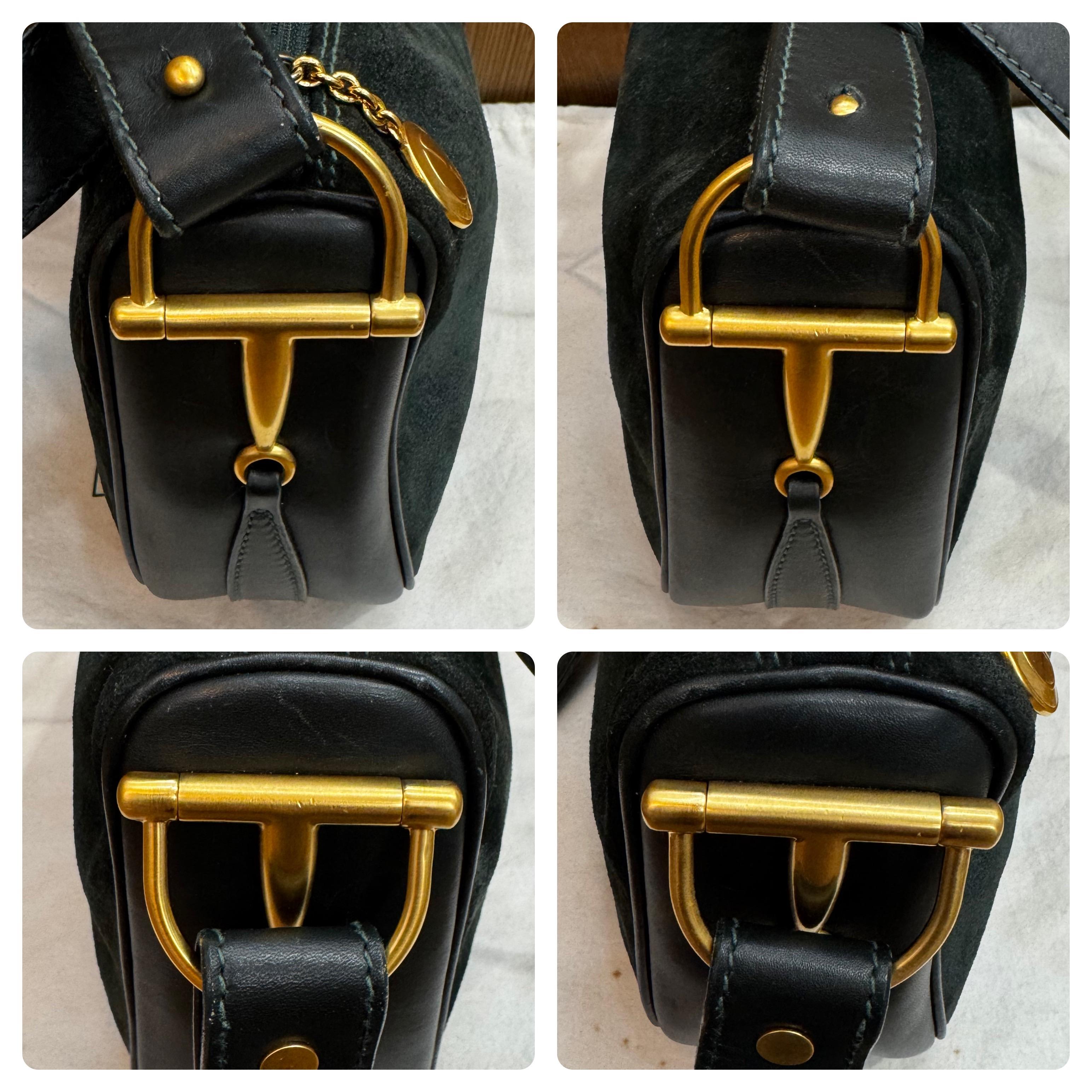 GUCCI, sac pour appareil photo vintage vert unisexe avec mors de cheval, années 1990 en vente 1