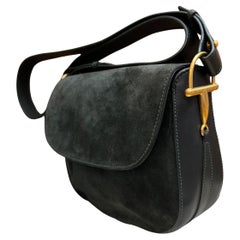 1990s Vintage GUCCI Nubuck Horsebit Camera Bag Green Unisex
