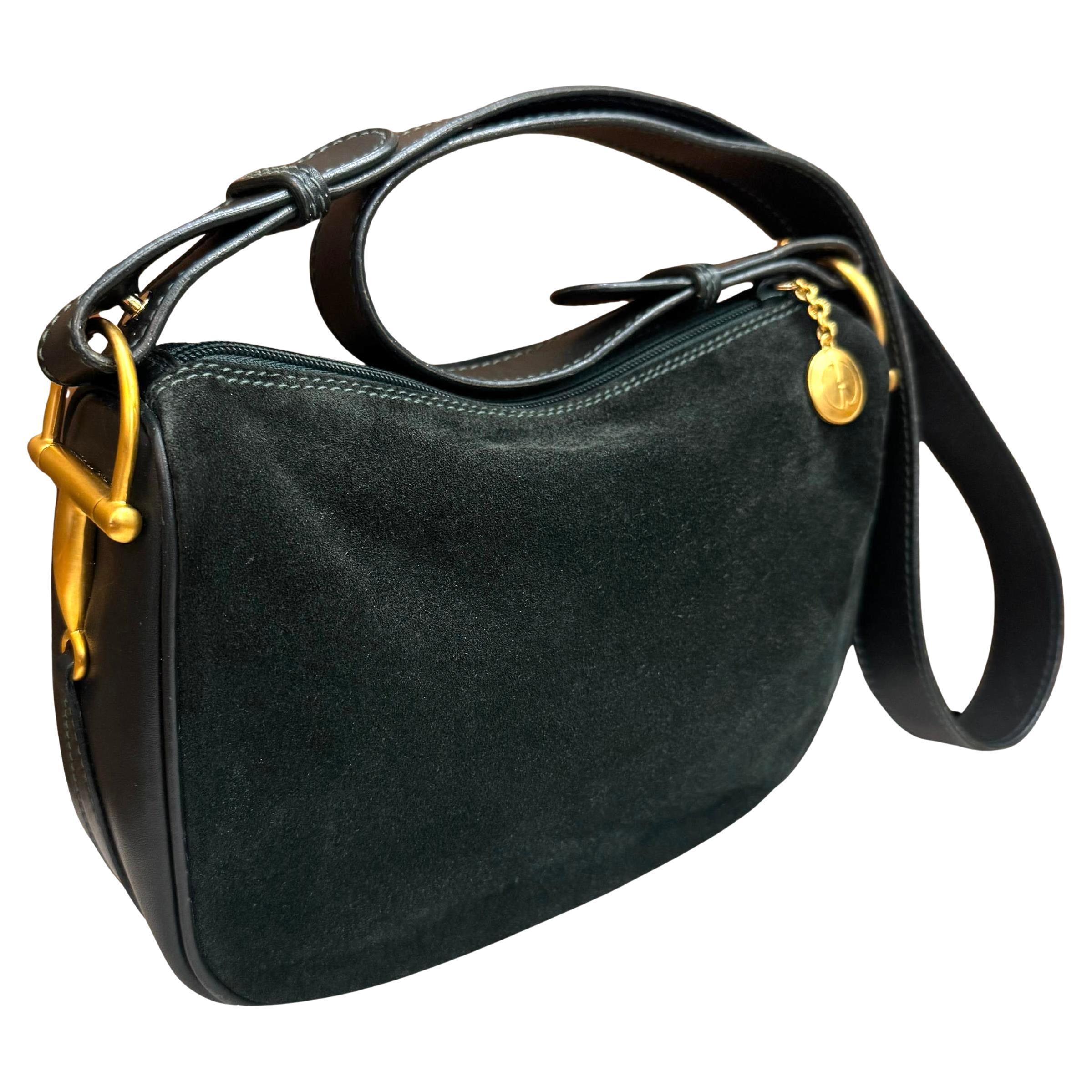 GUCCI, sac pour appareil photo vintage vert unisexe avec mors de cheval, années 1990 en vente