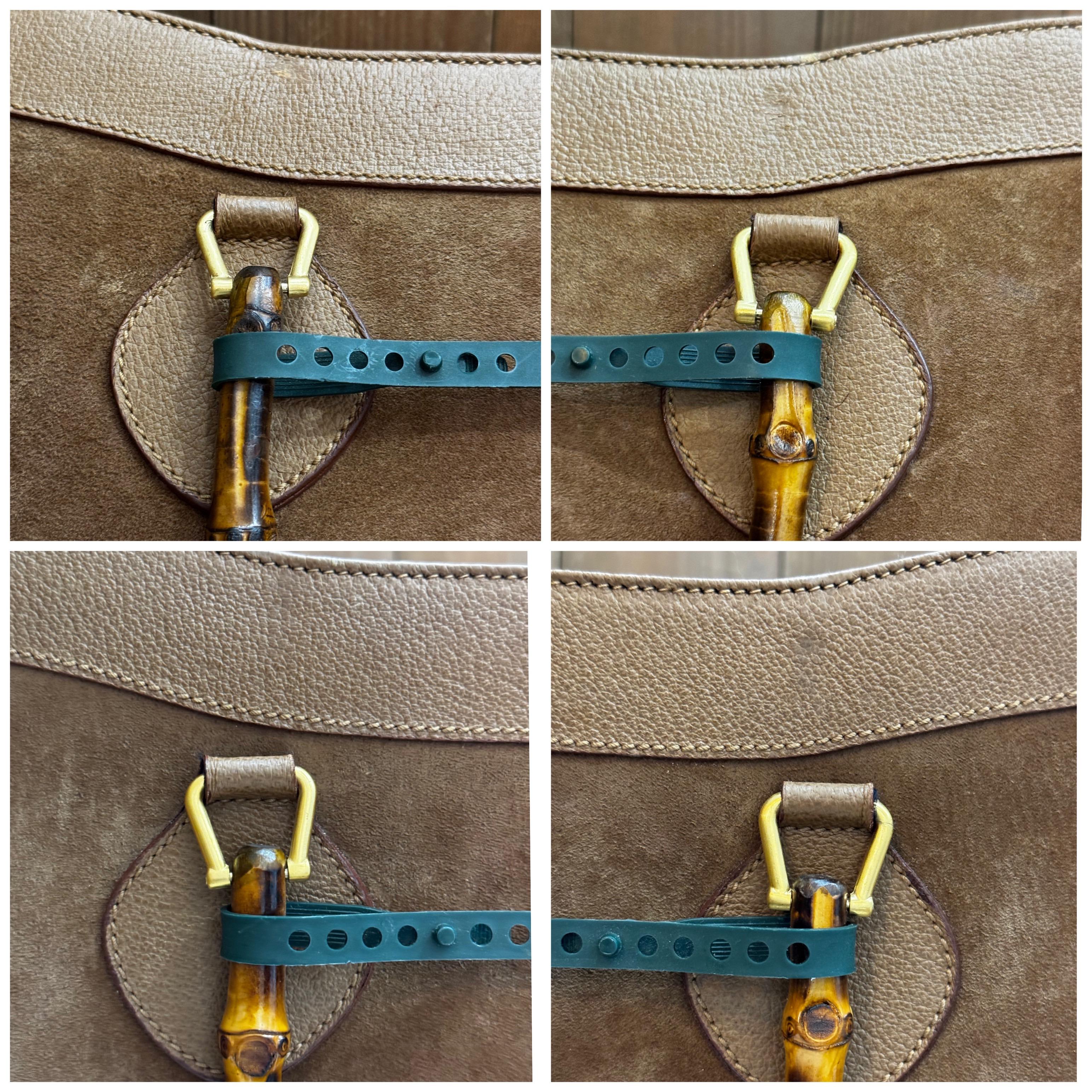 1990s Vintage GUCCI Large Diana Tote Bamboo Tote Bag Nubuck Leather Brown 1