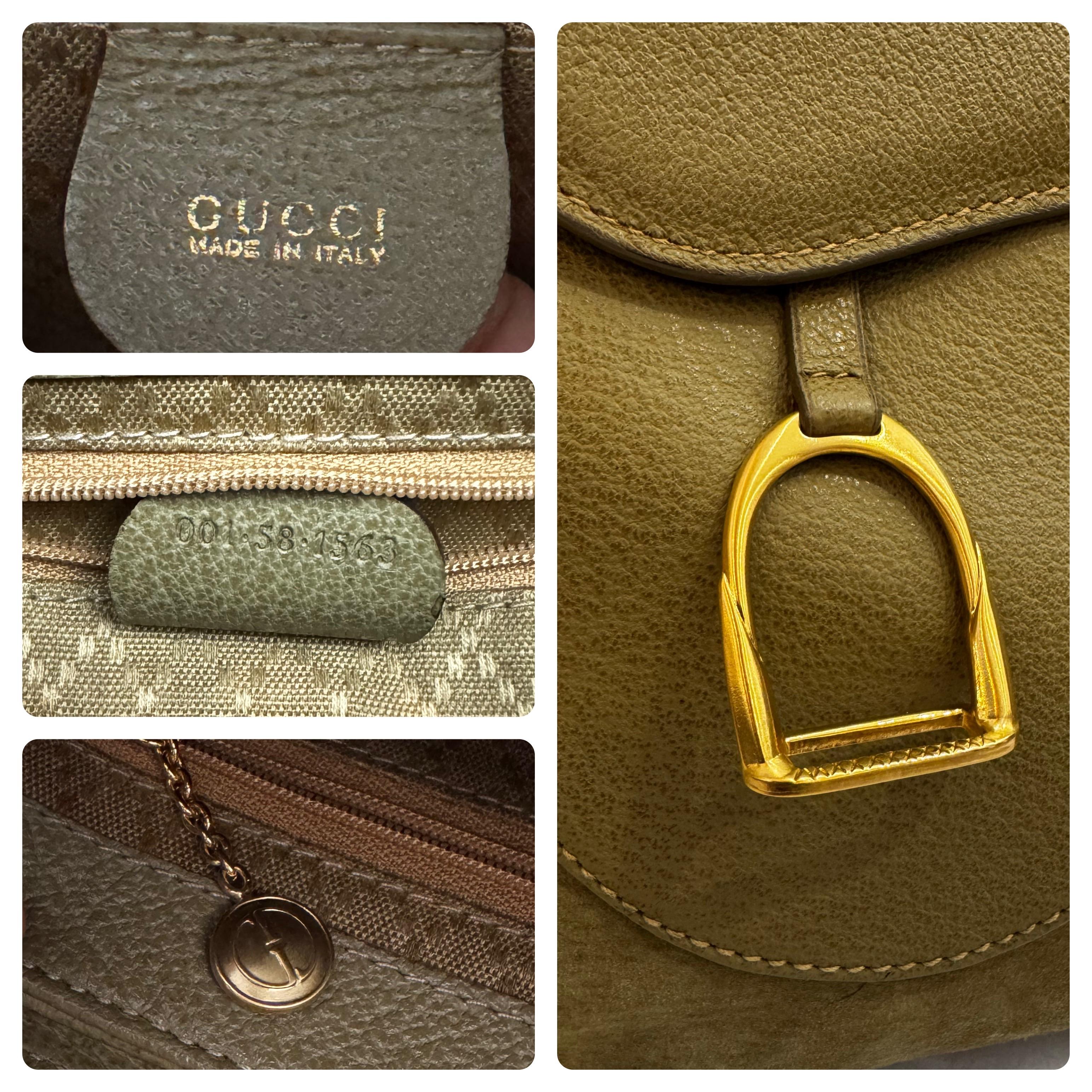 1990er Jahre Vintage GUCCI Nubuck Schweinsleder Sattel Kameratasche Khaki Unisex 3