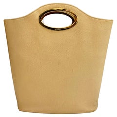 1990s Vintage GUCCI Pigskin Leather Book Tote Bag Beige